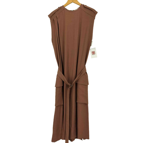 ザラ ZARA リヨセルウール ベルト ノースリーブミディ丈ワンピース レディース import:L