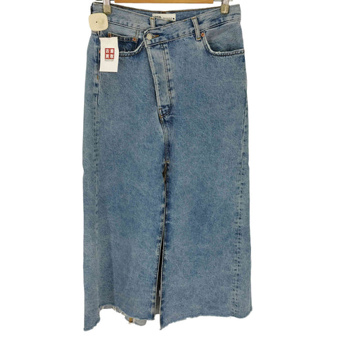 ザラ ZARA ボタンフライ 切りっぱなし スリッド デニムスカート レディース JPN:S