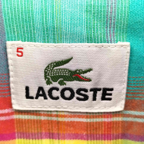 ラコステ LACOSTE ミニロゴ ワッペン マドラスチェック ボタンダウン シャツ メンズ 5