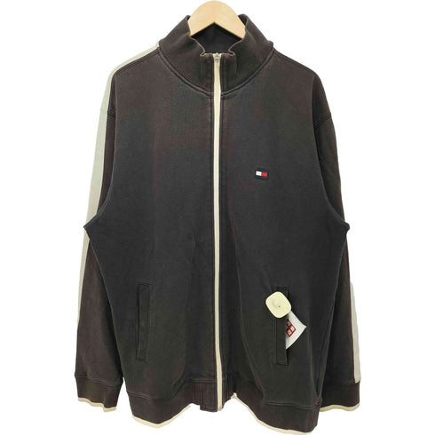 トミーヒルフィガー TOMMY HILFIGER 00s ラバーロゴ フレンチテリー スウェット ジップアップ ジャケット メンズ import:XL