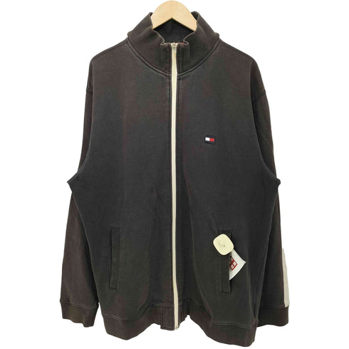 トミーヒルフィガー TOMMY HILFIGER 00s ラバーロゴ フレンチテリー スウェット ジップアップ ジャケット メンズ import:XL