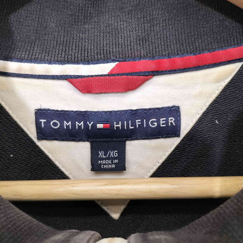 トミーヒルフィガー TOMMY HILFIGER 00s ラバーロゴ フレンチテリー スウェット ジップアップ ジャケット メンズ import:XL