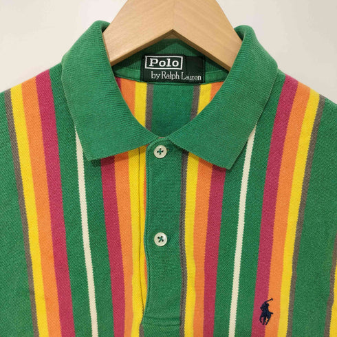 ポロバイラルフローレン Polo by RALPH LAUREN ポニー刺繍 マルチカラー ストライプ ピケ ポロシャツ メンズ