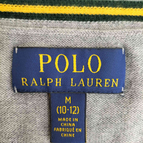 ポロラルフローレン POLO RALPH LAUREN 現行QRタグ ポニー刺繍 ライン Vネック カーディガン レディース import:M