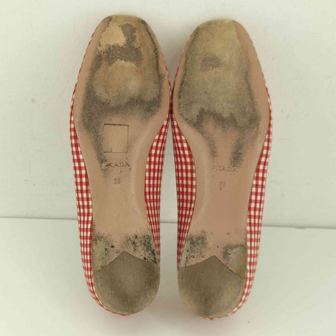 プラダ PRADA ギンガムチェック フラットパンプス レディース JPN:38
