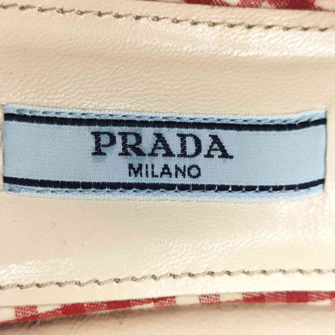 プラダ PRADA ギンガムチェック フラットパンプス レディース JPN:38