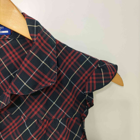 バーバリーブルーレーベル BURBERRY BLUE LABEL ホース刺繍 フリル ノバチェック ノースリーブ レディース JPN:36