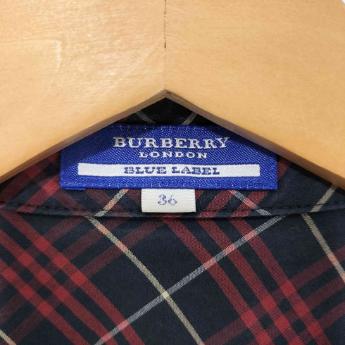 バーバリーブルーレーベル BURBERRY BLUE LABEL ホース刺繍 フリル ノバチェック ノースリーブ レディース JPN:36