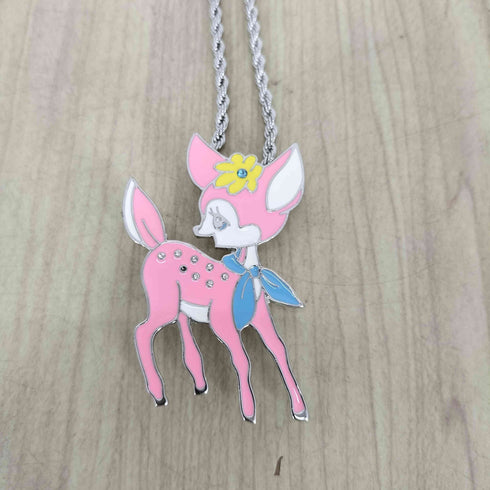 TNTNTUTU Deer Cartoon Long Necklace domestic レディース