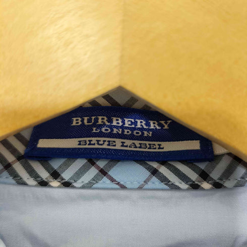 バーバリーブルーレーベル BURBERRY BLUE LABEL コットン ホース刺繍 ノバチェック切替 レギュラーカラー シャツ レディース EUR:38