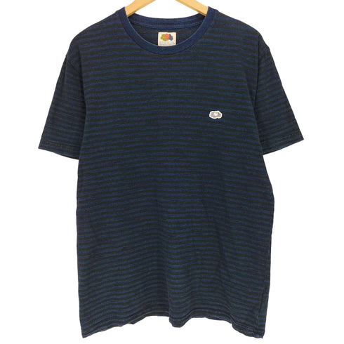 ブルーブルー BLUE BLUE インディゴ染 ボーダー クルーネック S/S Tシャツ メンズ JPN:L