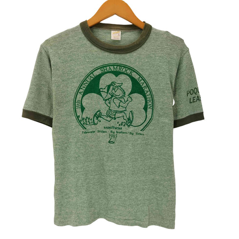 sportwear 70-80S ボディ OLD USA製 プリント S/S レーヨン混 リンガー Tシャツ 霜降り 裾袖シングル 1983 VINTAGE ヴィンテージ メンズ import:M