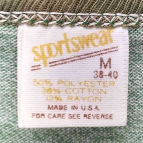 sportwear 70-80S ボディ OLD USA製 プリント S/S レーヨン混 リンガー Tシャツ 霜降り 裾袖シングル 1983 VINTAGE ヴィンテージ メンズ import:M