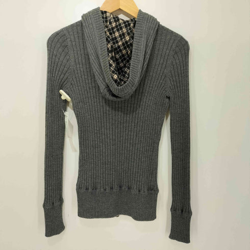 バーバリーブルーレーベル BURBERRY BLUE LABEL Y2K ウール ホース刺繍 ダブルジップ リブニット ジップアップパーカー レディース EUR:38
