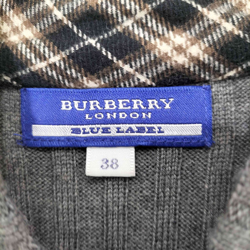 バーバリーブルーレーベル BURBERRY BLUE LABEL Y2K ウール ホース刺繍 ダブルジップ リブニット ジップアップパーカー レディース EUR:38