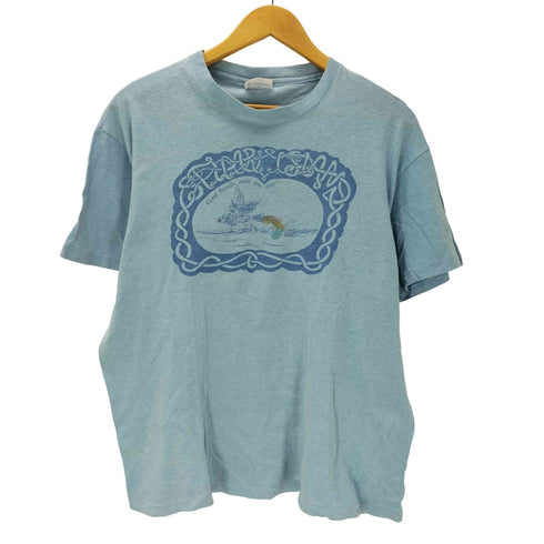 ヘインズ Hanes 80S ボディ OLD USA製 プリント S/S ボックス Tシャツ 裾袖シングル 短丈 1908-1984 レディース import:XL