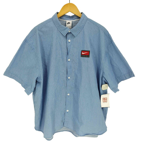 ナイキ NIKE ストライプ柄 ワッペン S/S ボタンダウン シャツ メンズ JPN:XXL
