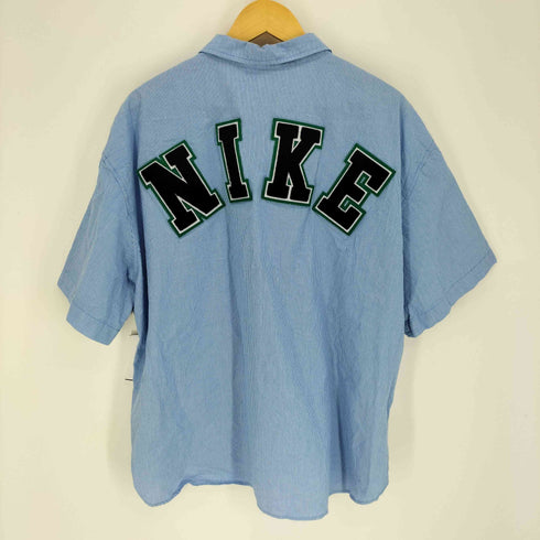 ナイキ NIKE ストライプ柄 ワッペン S/S ボタンダウン シャツ メンズ JPN:XXL
