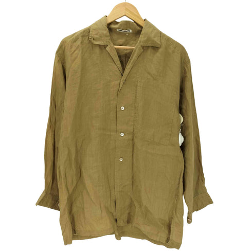 イッセイミヤケ ISSEY MIYAKE 70S OLD 丸文字タグ 初期 麻 リネン 100% L/S 開襟 オープンカラー シャツ archive アーカイブ メンズ JPN:M