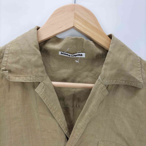 イッセイミヤケ ISSEY MIYAKE 70S OLD 丸文字タグ 初期 麻 リネン 100% L/S 開襟 オープンカラー シャツ archive アーカイブ メンズ JPN:M