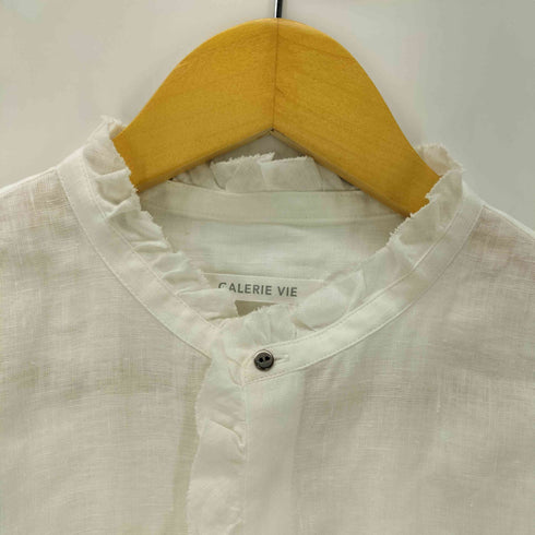 ギャルリーヴィー GALERIE VIE 24SS リネン ポプリン カット オフ フリル シャツ 麻 リネン 100% レディース FREE