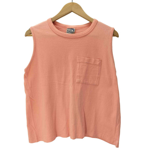 BLUES EXPRESS 80-90S USA製 コットン ポケ付き 無地 ブランク ノースリーブ Tシャツ タンクトップ 裾シングル メンズ import:M