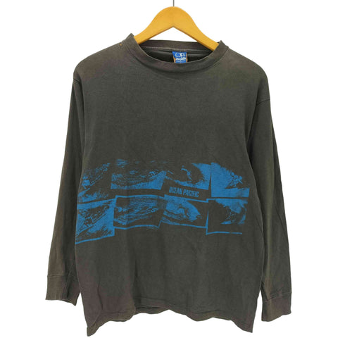 オーシャンパシフィック Ocean Pacific 80S USA製 サーフ プリント L/S カットソー Tシャツ ロンT 裾シングル メンズ import:L