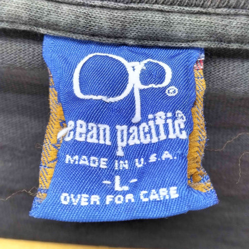 オーシャンパシフィック Ocean Pacific 80S USA製 サーフ プリント L/S カットソー Tシャツ ロンT 裾シングル メンズ import:L