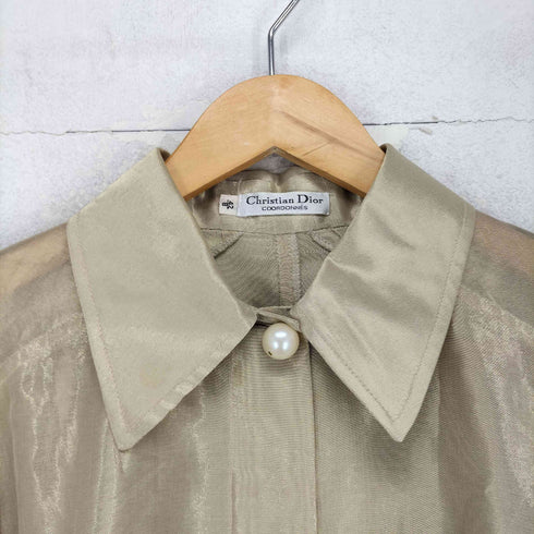 クリスチャンディオール Christian Dior シルク混 サテン 比翼ブラウス レディース 42/8