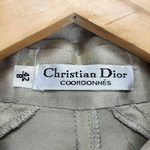 クリスチャンディオール Christian Dior シルク混 サテン 比翼ブラウス レディース 42/8