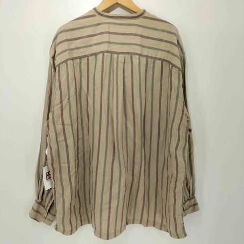 ドッカーズ DOCKERS 90s コットン リネン ラミー ストライプ ヘリンボーン バンドカラー シャツ メンズ import:XL