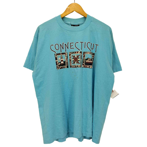 USA製 FRUIT OF THE LOOMボディ フロントプリントシングルステッチ クルーネック Tシャツ メンズ import:XL