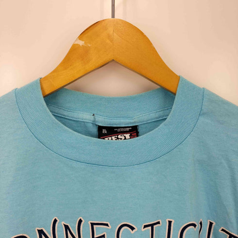 USA製 FRUIT OF THE LOOMボディ フロントプリントシングルステッチ クルーネック Tシャツ メンズ import:XL