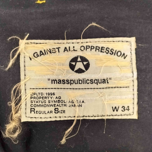 AGAINST ALL OPPRSSION masspublicsquat ワイドテーパードデニムパンツ 裾ドローコード メンズ US:34-35