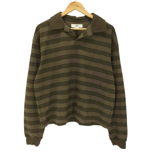 ザラ ZARA STRIPED PIQUÉ POLO SHIRT ストライプ ボーダー ピケ スキッパー ポロ シャツ メンズ import:S