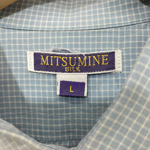 ミツミネ MITSUMINE シルク100% L/S チェック シャツ メンズ JPN:L