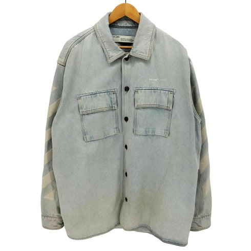 オフホワイト OFF-WHITE 20ss Diag Oversize Denim Shirt ダメージ加工 ロゴ オーバーサイズ デニム シャツ メンズ import:L