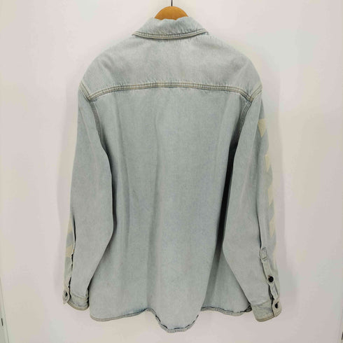 オフホワイト OFF-WHITE 20ss Diag Oversize Denim Shirt ダメージ加工 ロゴ オーバーサイズ デニム シャツ メンズ import:L