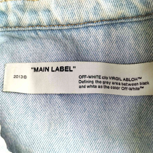 オフホワイト OFF-WHITE 20ss Diag Oversize Denim Shirt ダメージ加工 ロゴ オーバーサイズ デニム シャツ メンズ import:L