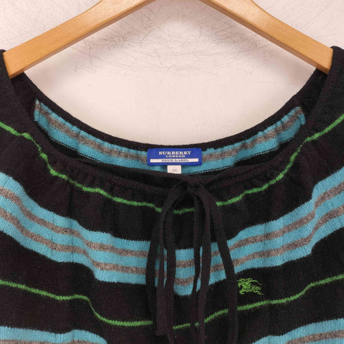 バーバリーブルーレーベル BURBERRY BLUE LABEL ボーダー柄 ホルターネック ギャザーデザインニット レディース JPN:38