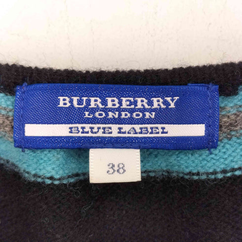 バーバリーブルーレーベル BURBERRY BLUE LABEL ボーダー柄 ホルターネック ギャザーデザインニット レディース JPN:38