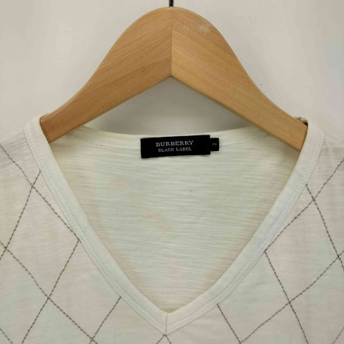 バーバリーブラックレーベル BURBERRY BLACK LABEL アーガイル ロゴ 刺繍 Vネック Tシャツ メンズ 2