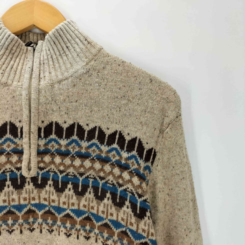 エディーバウアー Eddie Bauer 00S 07AW OLD ハーフジップ ネップ ノルディック ニット セーター メンズ import:M