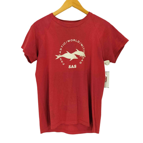 SAS フロントプリント ラグラン クルーネックTシャツ レディース FREE