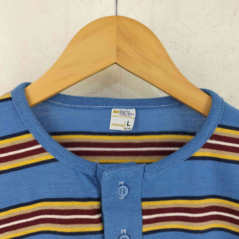 ジェーシーペニー JC Penney 70S ヘンリーネック ボーダーTシャツ メンズ import:L