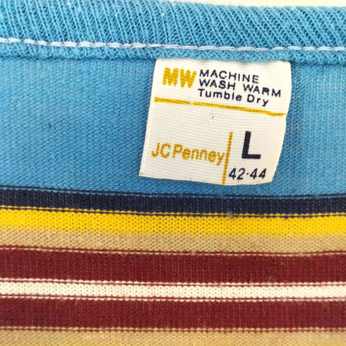 ジェーシーペニー JC Penney 70S ヘンリーネック ボーダーTシャツ メンズ import:L