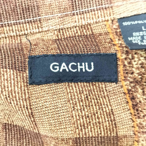 GACHU パッチワークデザイン チェック オープンカラーシャツ メンズ import:L