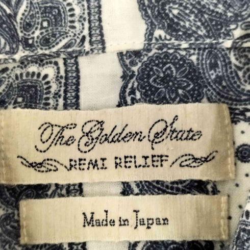 レミレリーフ REMI RELIEF 襟花モチーフスタッズ ペイズリー柄リネンシャツ メンズ M