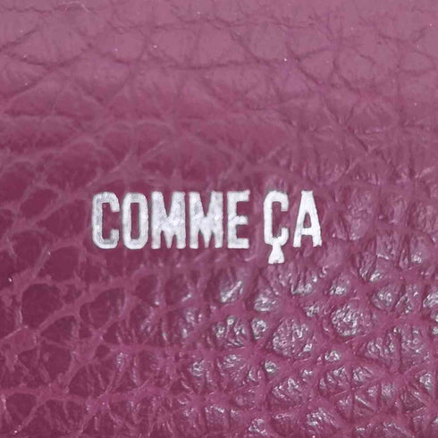 コムサ COMME CA ロゴ 銀箔 型押し シボレザー ラウンドジップ ウォレット 長財布 レディース