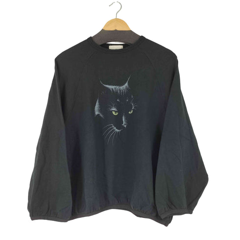 ベットサイドドラマ bedsidedrama 黒猫 ラグランスウェット レディース